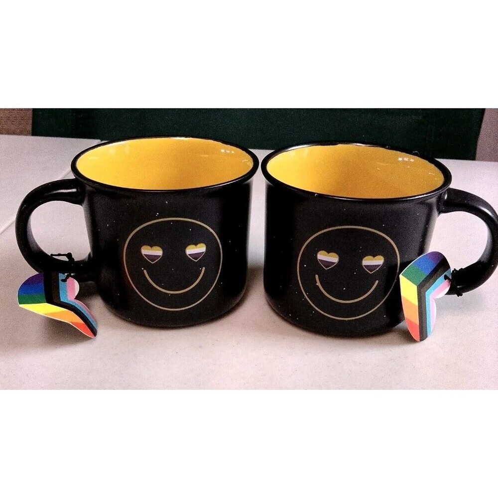 NWT Sheffield Home "Be You" Pride Mug Set of 2 Non-Binary Heart Eyes Smiley Face - Picture 10 of 16